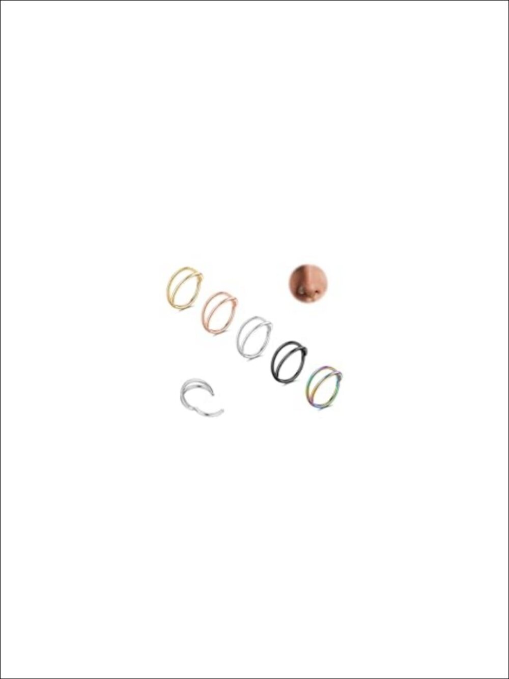 316L Surgical Steel Nose Ring Hoop Double Hoop Clicker Piercing Jewelry Women